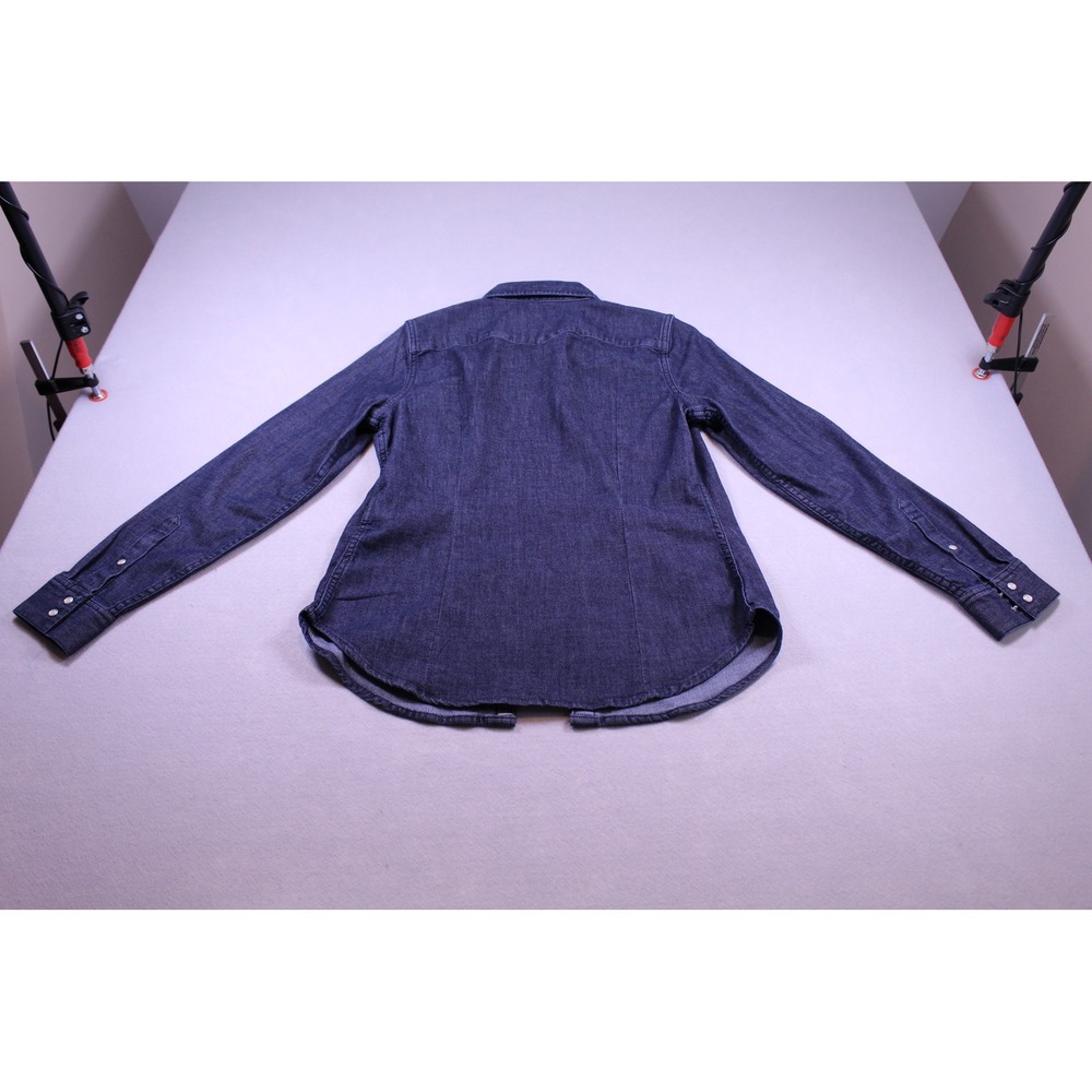 Levis Womens Tailored Fit Western Denim Shirt Dark Wash Pearl Snap Small - Picture 6 of 6